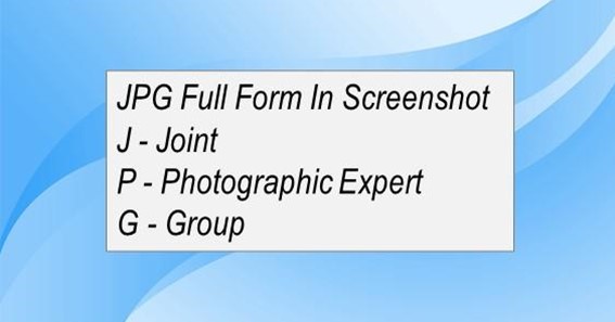 JPG Full Form In Screenshot