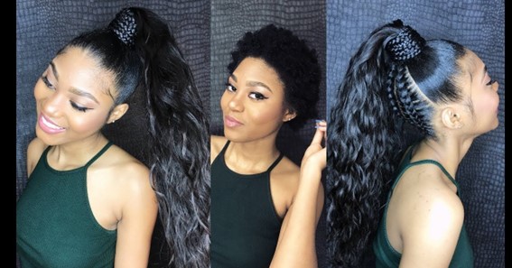 High ponytail with weave for Short and Long Hair and cheap bundles